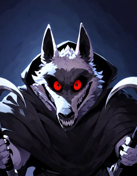 a close up of a person with a knife and a wolf