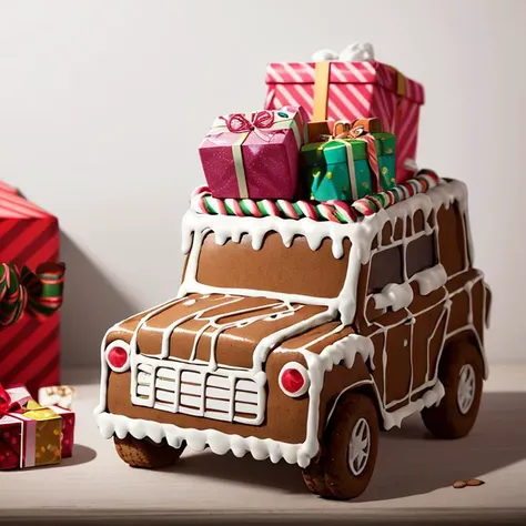 ((masterpiece,best quality)), absurdres <lora:Gingerbread_House:0.7>, Gingerbread_House, food, food focus,  cookies, candy canes, cartoon, drawing, 
Christmas, 
ground vehicle, box, motor vehicle, snow, gift, chocolate, car, vehicle focus"