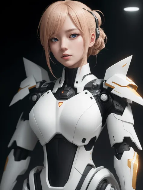 White armor robot,(highly details:1.5),unreal engine,1girl,solo,pov,looking at viewer,  on the side, digital camera, highly detailed,8k, portrait, beautiful very lighting, volumetric focus, top realistic hyper artstation, on trending winning, award intrica...