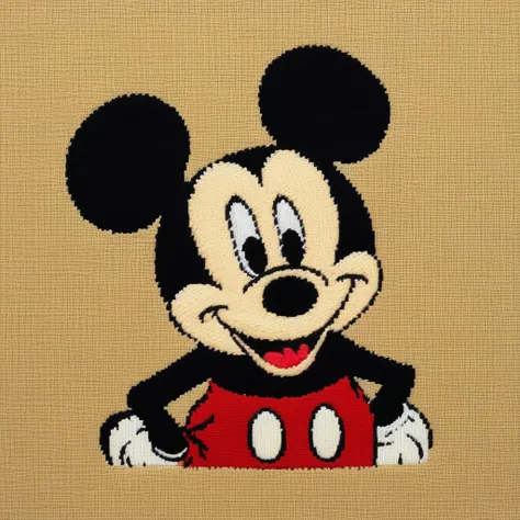 a photo of <lora:Needlepoint:1>Needlepoint - 8k, very simple, mickey mouse