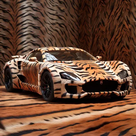 wanapi sport car covered with tiger fur <lora:wanapi:1>