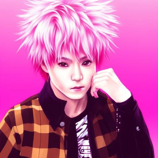 illustration, 1boy, male focus,  hideto mastumoto, hide from x-japan, japanese rock star, the pink spider, bokeh, brown_eyes, cl...