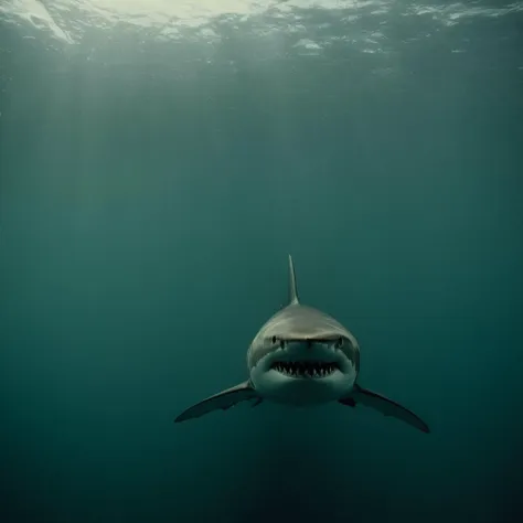 a shark swimming in the ocean with its mouth open