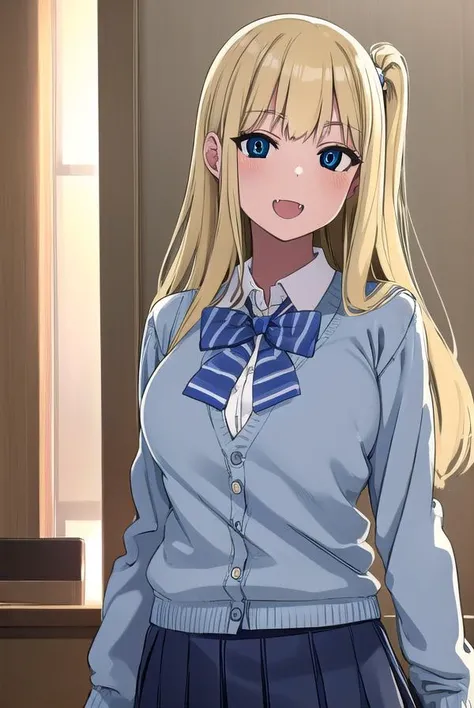 marinichinose, <lora:marin ichinose manga-lora-nochekaiser:1>,
marin ichinose, long hair, bangs, blue eyes, blonde hair, fang, open mouth, smile,
BREAK skirt, shirt, long sleeves, school uniform, white shirt, pleated skirt, bowtie, blue bow, cardigan, blue...