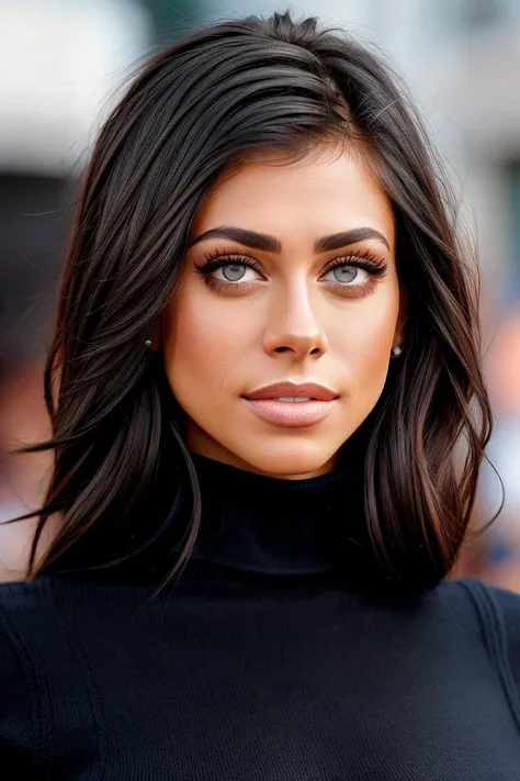 a photo of d4rby3l1s3, a woman (wearing a turtleneck jumper), on a premiere movie event, standing on the red carpet, (focus on face:1.2), (masterpiece:1.2), (photorealistic:1.2), (bokeh), (best quality), (detailed skin:1.2), (intricate details), (8k), (HDR...