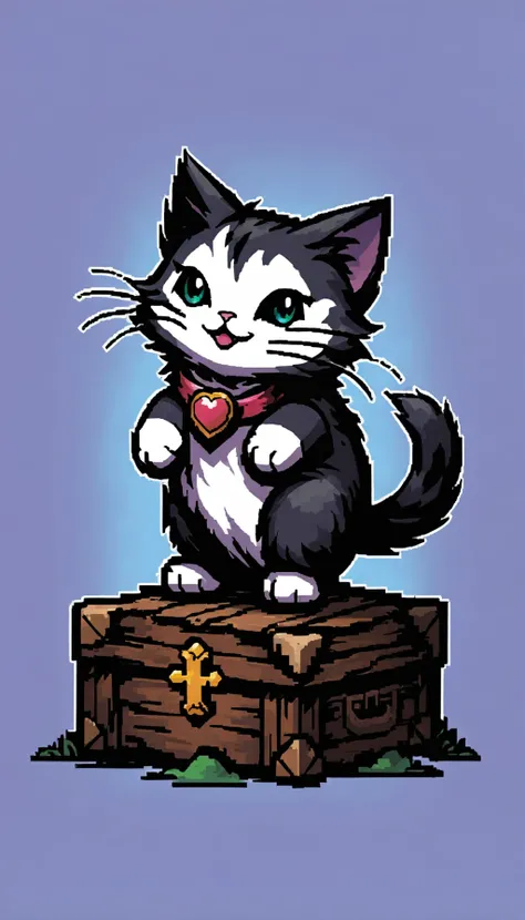 <lora:crayons_v1_sdxl:0.5> <lora:DarkestDungeonSDXL:0.5> ddstyle (masterpiece, illustration, high resolution:1. 3), Prepare to be delighted by the nostalgic charm of a pixel art kitty, crafted with love and care in an enchanting 8-bit style. This beautiful...