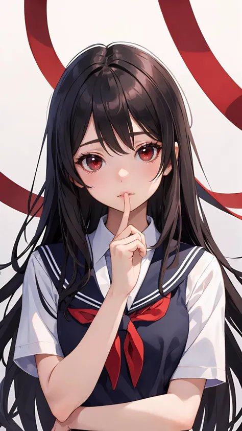 (masterpiece, best quality:1.2), looking at viewer, school uniform, (wavy hair:0.8), long hair, red eyes, upper body,