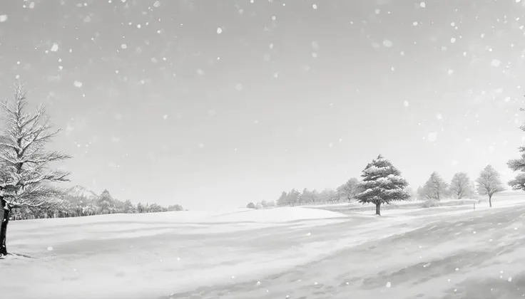 scenery,no humans,outdoors,snow,monochrome,tree,snowing,greyscale,sky,2023,, masterpiece, best quality,