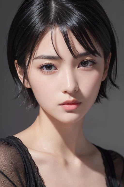 (masterpiece:1.3), (8k, photorealistic, RAW photo, best quality: 1.4), japanese, (1girl), beautiful face, (realistic face), (black hair, short hair:1.3), beautiful hairstyle, realistic eyes, beautiful detailed eyes, (realistic skin), beautiful skin, attrac...