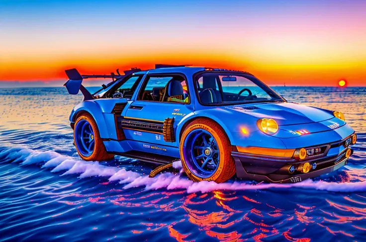 masterpiece, best quality, vehicle,<lora:mVehicle_v1:0.7>,cyberpunk,beach, sunset,