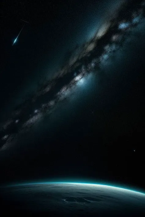 a view of the earth and a shooting star from space