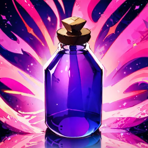 wowicon of a bottle of purple potion, pink glow <lora:sxzWowIconsStyle_v2:0.7>