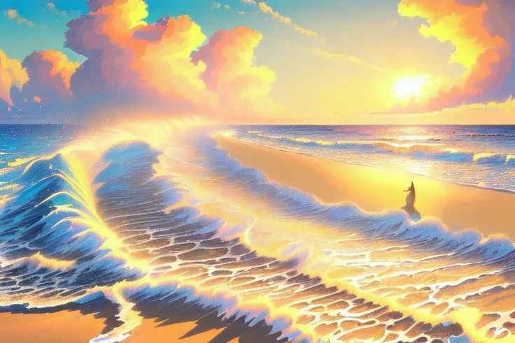 extremely detailed 8k wallpaper,((masterpiece)), (((best quality))), ((ultra-detailed)), (Amazing:1.1), beautiful, nature, sky and ground, heavy wind. masterful, exquisite, loyal, masterpiece, high-quality, detailed kitten, sand waves sun beach