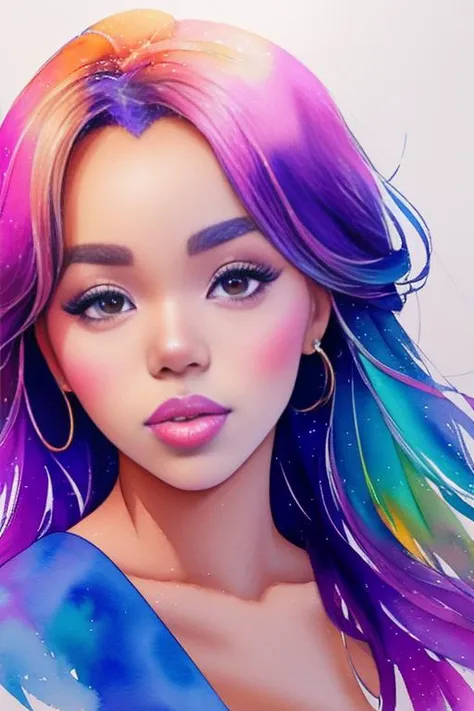 daphneblunt is the queen of rainbow magic, anime Character Design, Unreal Engine, Beautiful, Tumblr Aesthetic,  Hd Photography, Hyperrealism, Beautiful Watercolor Painting, Realistic, Detailed, Painting By Olga Shvartsur, Svetlana Novikova, Fine Art