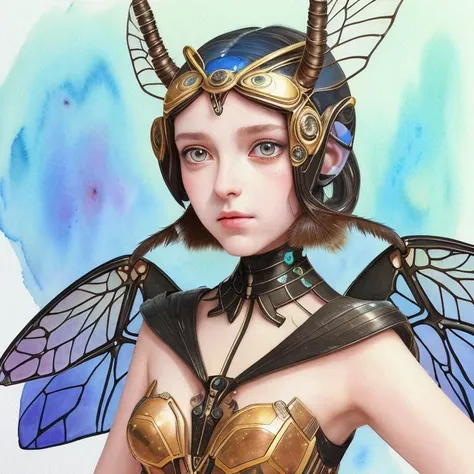 a girl with ant antenna on her head, multifaceted eyes, insect wings for ears
best quality, masterpiece, 8k, RAW, extremely detailed, intricate, watercolor