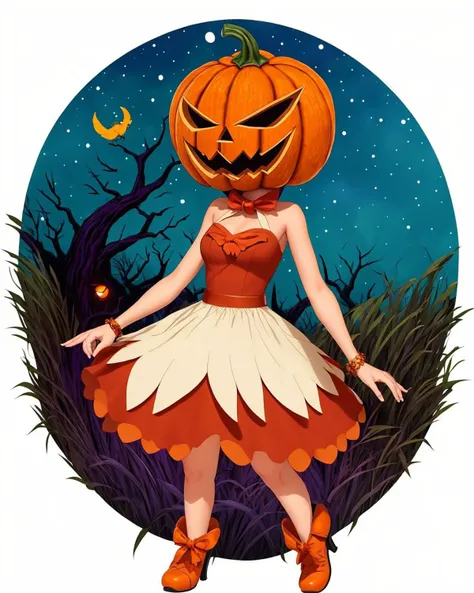 A Pumpkinhead  disney princess <lora:SD15-Pumpkinhead-LoRA:1>, Very detailed, clean, high quality, sharp image