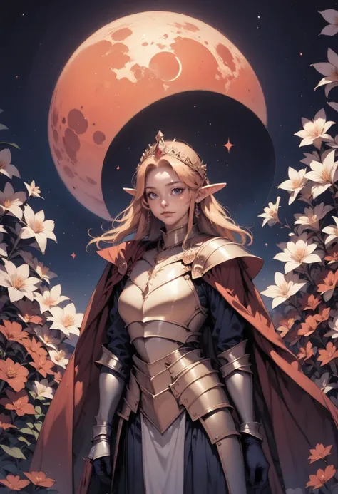 score_9, score_8_up, score_7_up, score_6_up, score_5_up, score_4_up, BREAK
1girl, elf, celestial queen, flower dress, stunningly beautiful, ultra detailed, cosmic, golden details, golden breastplate, knight armor, red cape, blood moon, 
<lora:Astraali_MOGU...