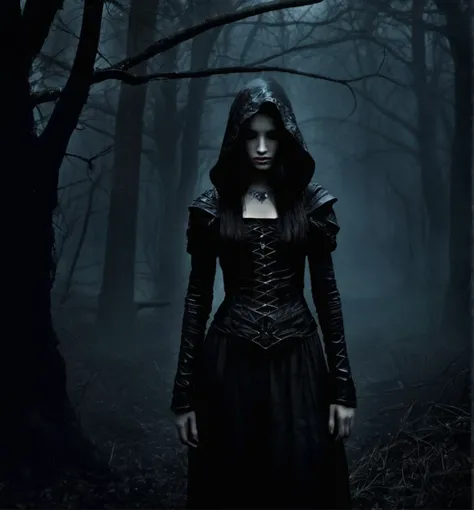 Dark Fantasy Art, a girl, dark, moody, dark fantasy style