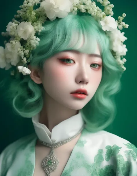 a commercial photo portrait of cosplay model, the Ethereal Portraits, fashionable 2020s Japanese cosplay girl, detailed skin texture, 16yo girl, hyper real photo, , Albinism and Heterochromia by Bella Kotak, girly portrait in studio shoots, Albina Albina, ...