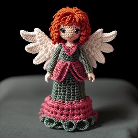 <lora:knitting:0.9> crochet figure, angel