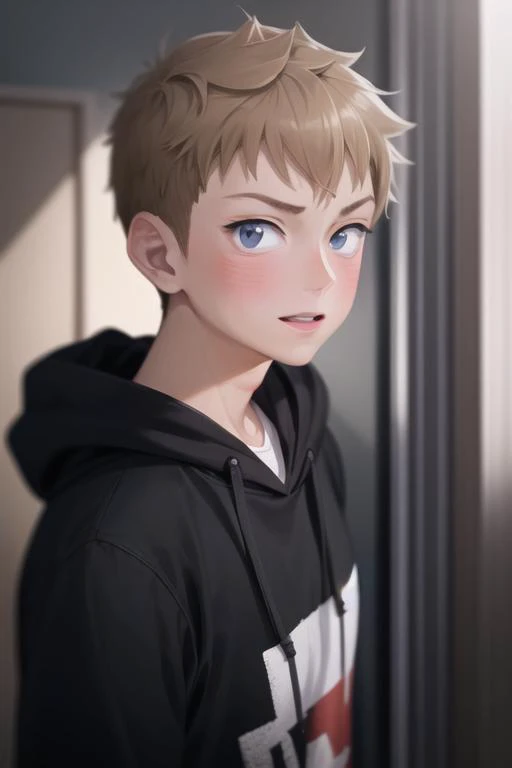 masterpiece, best quality, high quality, 1boy, solo, male focus, looking at viewer, upper body, <lora:shou_adachi:0.80>, shou_adachi, brown hair, realistic, hoodie