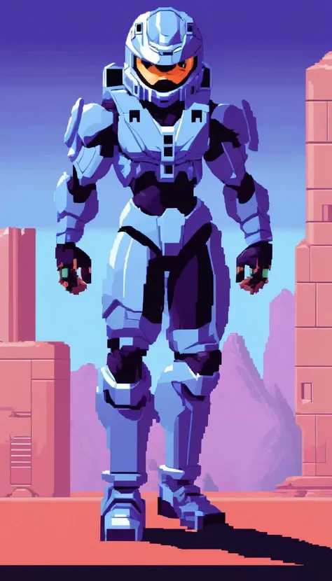 pixel-art Cinematic scene, hero view, rvb agent Carolina <lora:agent_carolina_xl_v1:1>, action pose, detailed background, masterpiece, best quality, high quality, absurdres . low-res, blocky, pixel art style, 8-bit graphics