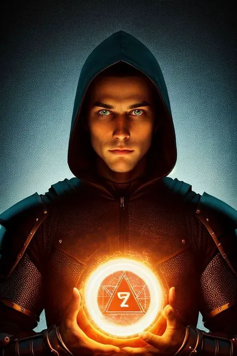 a man in a hooded jacket holding a glowing ball