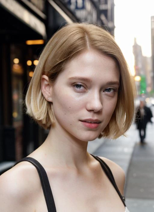 photo of sks woman, pale skin, working class in new york city, upper body, detailed skin, 20 megapixel, canon eos r3, detailed, detailed face, <lora:locon_leaseydoux_v1_from_v1_64_32:1>