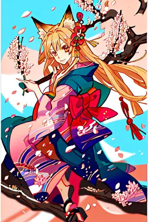 a cartoon picture of a woman in a kimono outfit