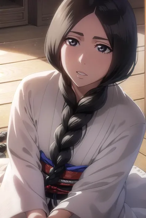 unohana, <lyco:unohana-lyco-nochekaiser:1>,
unohana, long hair, black hair, braid, (single braid:1.5), (black eyes:1.5),
BREAK japanese clothes, kimono, single braid,
BREAK looking at viewer, full body,
BREAK indoors,
BREAK <lyco:GoodHands-beta2:1>, (maste...