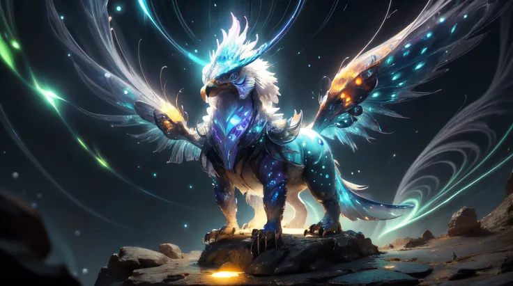 a close up of a blue and white dragon with wings