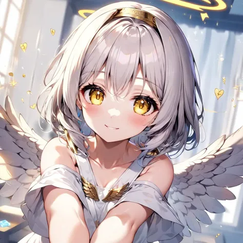 anime girl with angel wings and a golden halo