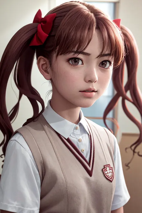 masterpiece, best quality, highres, 1girl hair bow, tokiwadai school uniform <lora:shirai_kuroko:1> photorealistic