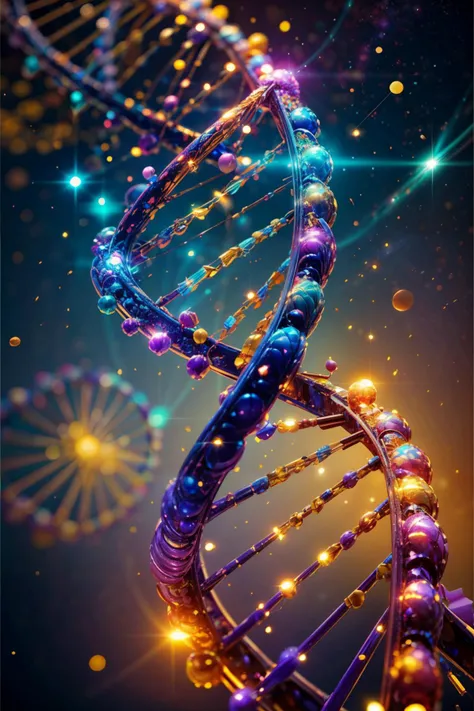 a close up of a double - stranded dna model with bright lights