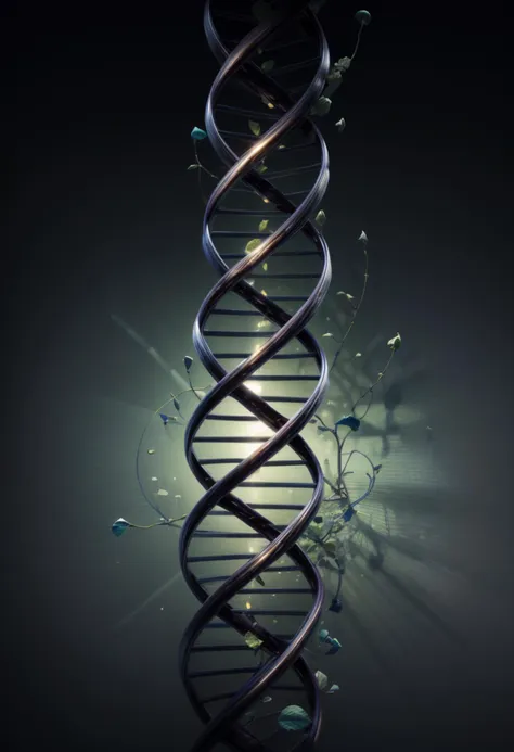 a close up of a spiral of dna with a light shining on it