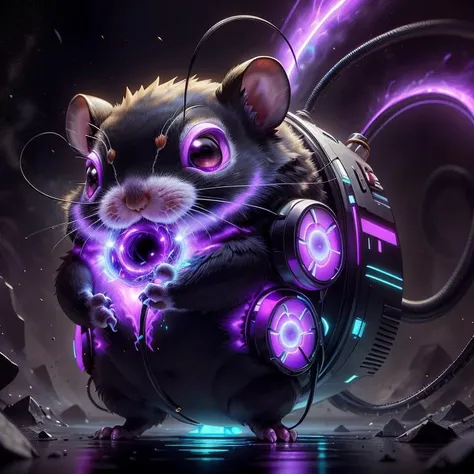 <lora:UltraBlackholeTech-20:0.8>,ulblackholetech  , excessive energy, 
 purple hamster , pokemon (creature), cute