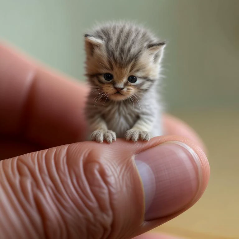 there is a small kitten sitting on a persons finger