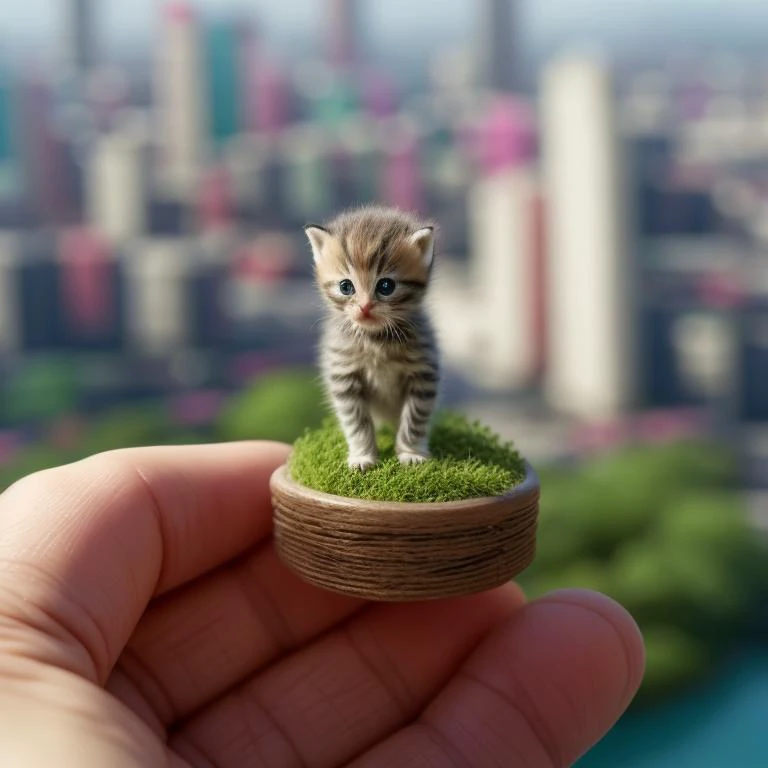 someone is holding a tiny kitten in a tiny wooden bowl