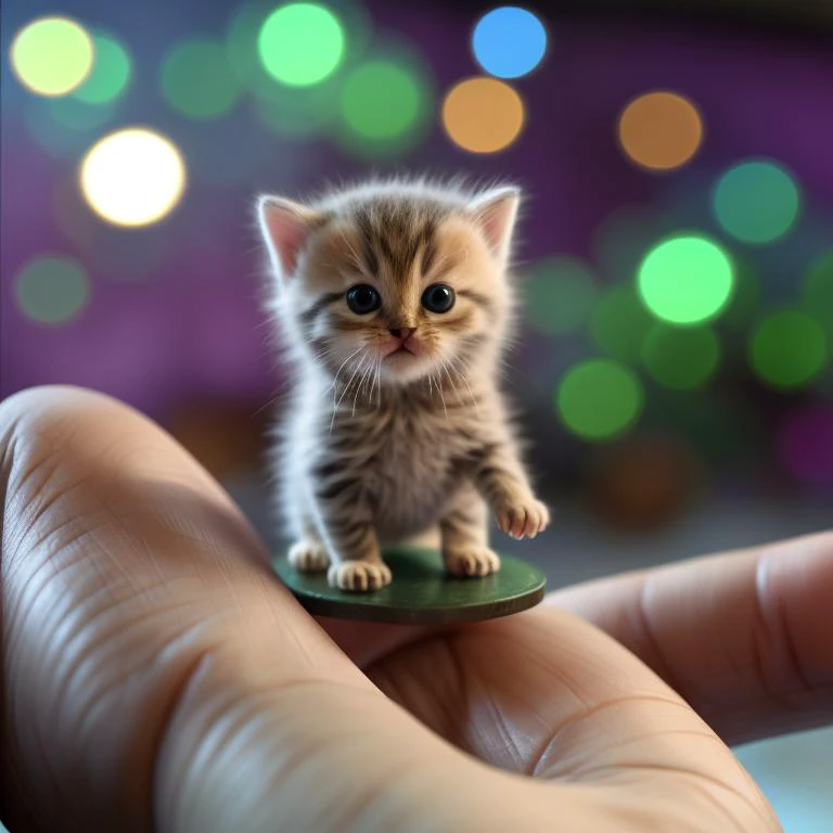 there is a small kitten sitting on a tiny piece of paper