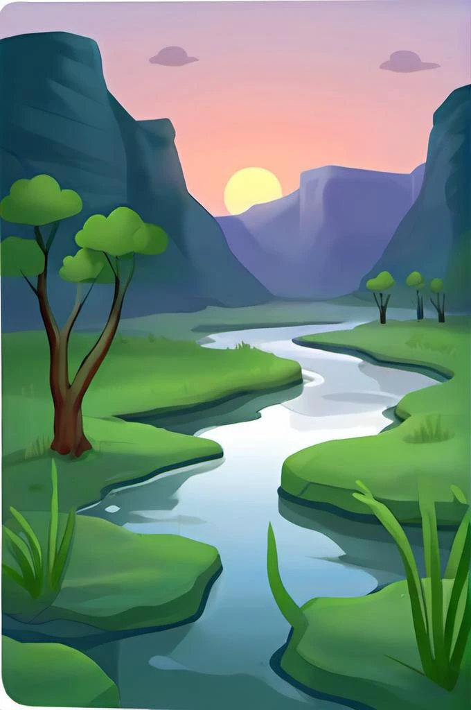 , <lora:SDXL_icon_V2:1> 2d icon,, swamp valley surrounded by high rocky cliffs, 
dawn,
dawn,