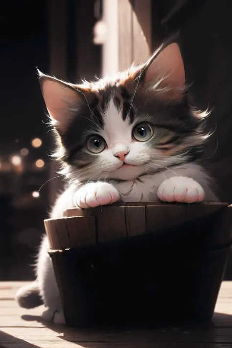 4k, high-res, masterpiece, best quality, soft lighting, dynamic angle, cat, cute, cat sat on a table, <lora:cat_20230627113759:0.8>, <lora:LowRA:0.5>