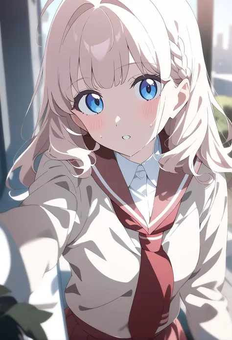 anime girl with blue eyes and a white shirt and tie