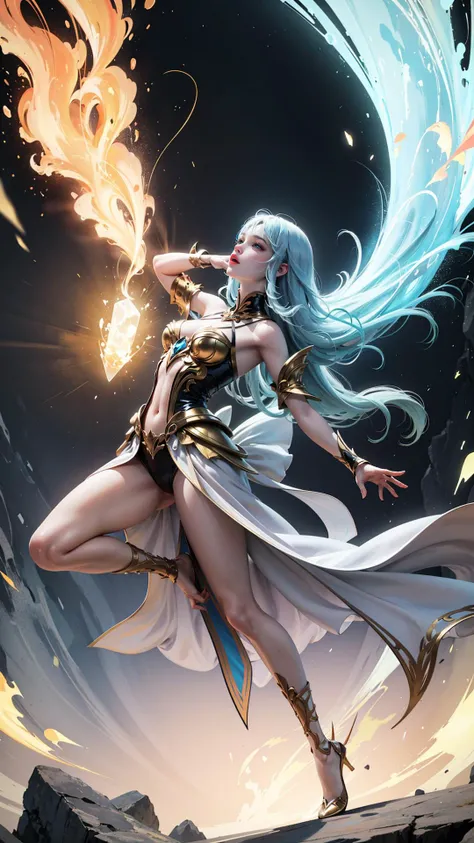 (fantasy, official art), novel illustration, (best quality, masterpiece:1.2), (extremely intricate detail), extremely delicate and beautiful,
(beautiful and aesthetic:1.2), (cute, pretty, pale skin), dynamic pose, dynamic angle, full body, profile,
glowing...