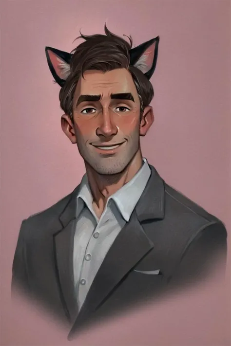 a drawing of a man with a cat ears on his head