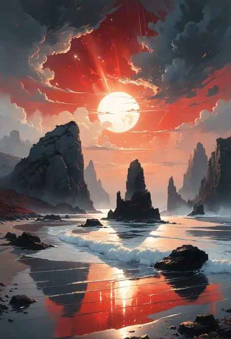 a highly detailed and hyper-realistic image by alena aenami, archibald thorburn, and daniele afferni, depicting a celestial coas...