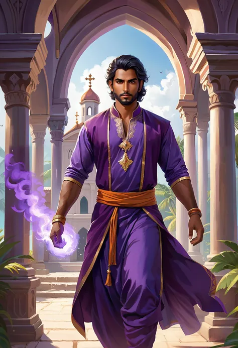 a man in a purple outfit holding a purple ball