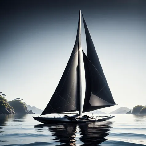 <lora:BatmanCoreXL:1>BatmanCore a traditional sailboat gliding on a calm bay, sleek, (carbon fiber:0.7), (tech:0.8), (sci-fi:0.7), 24mm, (analog, cinematic, film grain:1.3), Bokeh DOF, (Masterpiece:1.3) (best quality:1.2) (high quality:1.1)