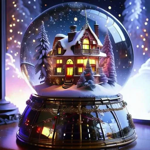 there is a snow globe with a house inside of it