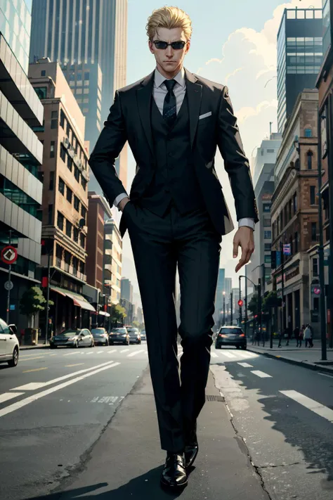 ((ultra detailed, masterpiece, best quality))
 <lora:REAlbertWesker:0.8>
REAlbertWesker, 1boy, solo, blonde hair, In a modern urban setting, tailored suit and tie, skyscrapers in the background, confidently walking with a cityscape behind