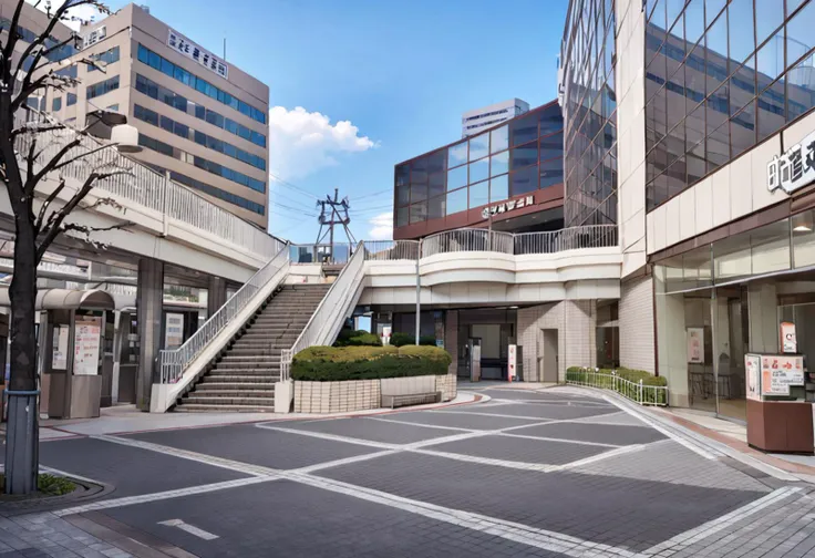 there is a street with a lot of buildings and stairs